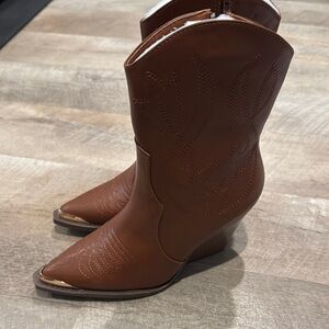 Brown Western Ankle Boots